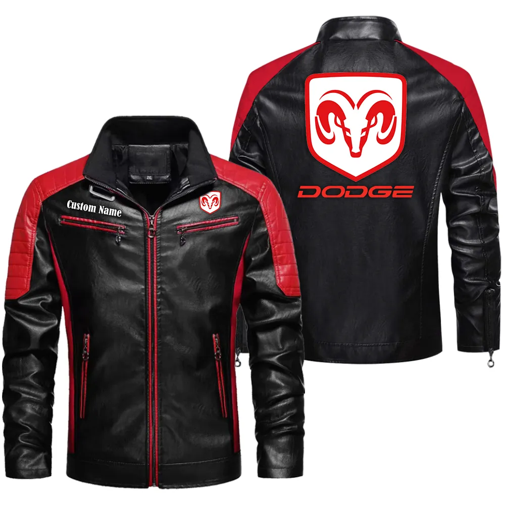 Retro Muscle Vehicle Men's Pu Leather Jacket, Auto-Inspired PU Leather Style CAR040 - Red