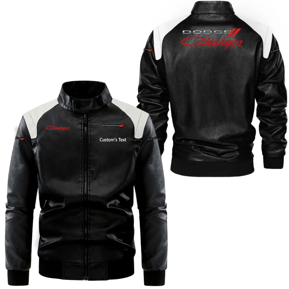 Power Sedan Black And White Leather Jacket, Auto Enthusiast Leather Jacket CAR080