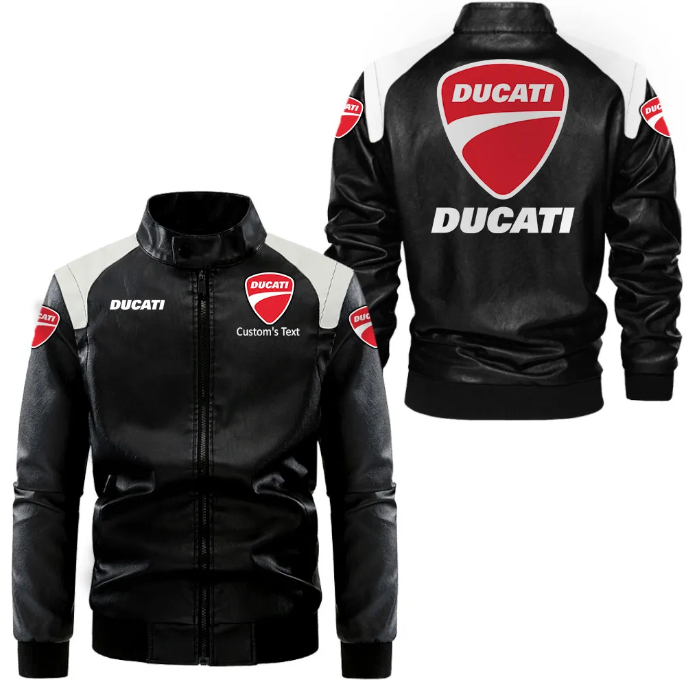 High-Speed Roadster Black And White Leather Jacket, Motorcycle Spirit Leather Style CAR080