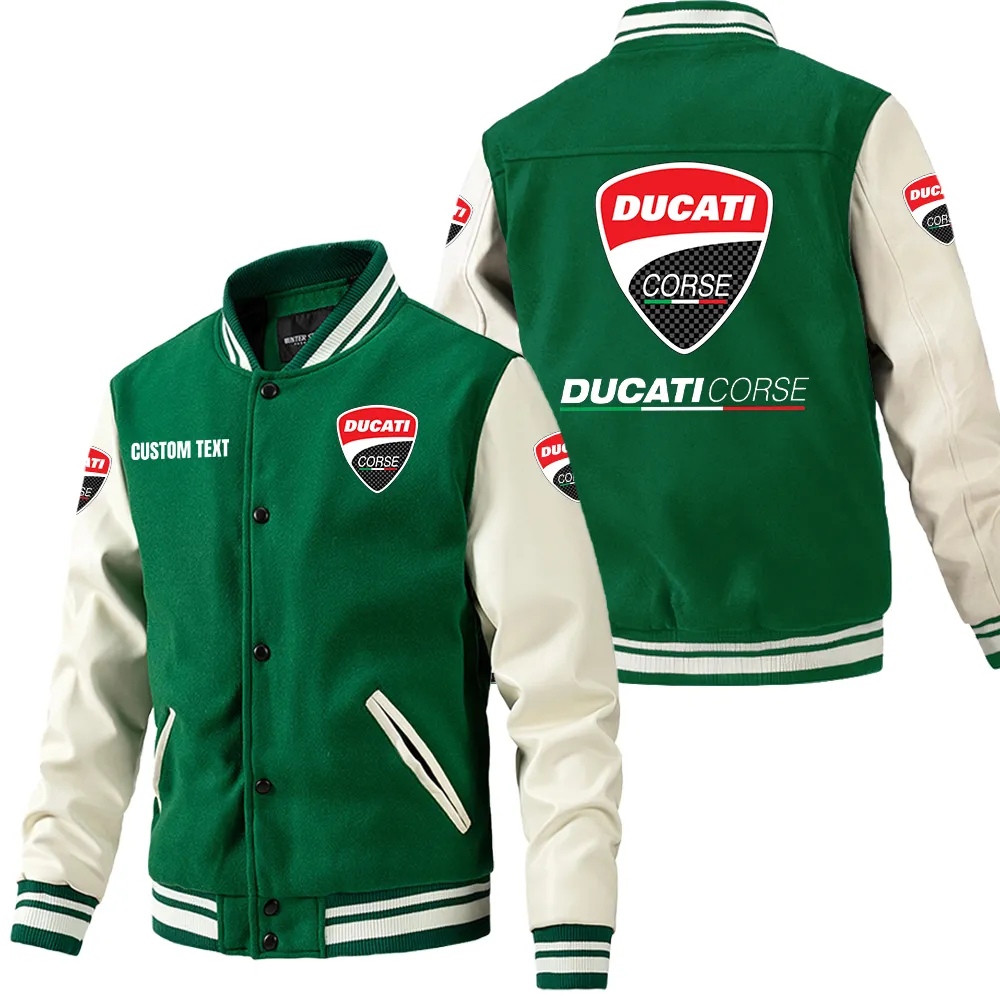 Agile Street Fighter Leather Baseball Jacket, Classic Varsity Leather Jacket CAR180 - Green