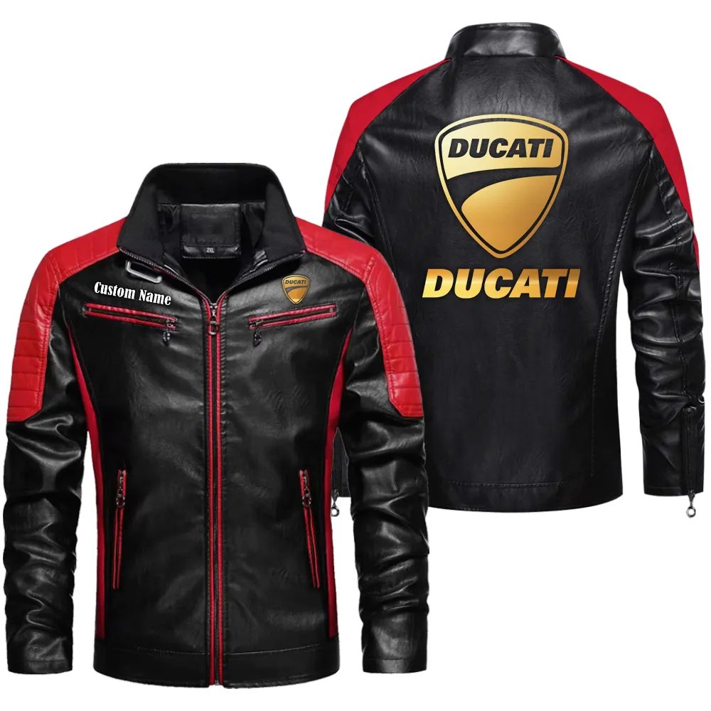 Precision Racer Men's Pu Leather Jacket, Bold PU Leather Edge CAR040 - Red