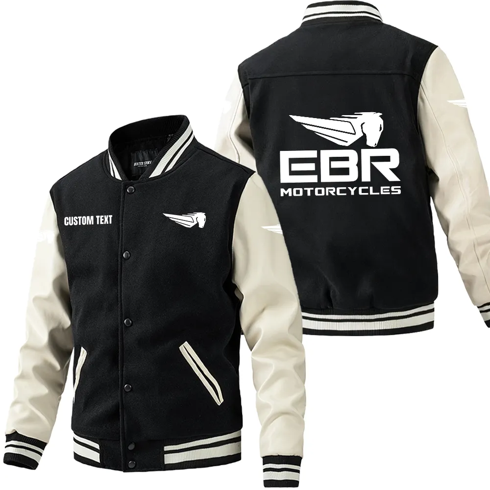 Durable Speed Leather Baseball Jacket, Garage-Ready Varsity Leather CAR180 - Black White