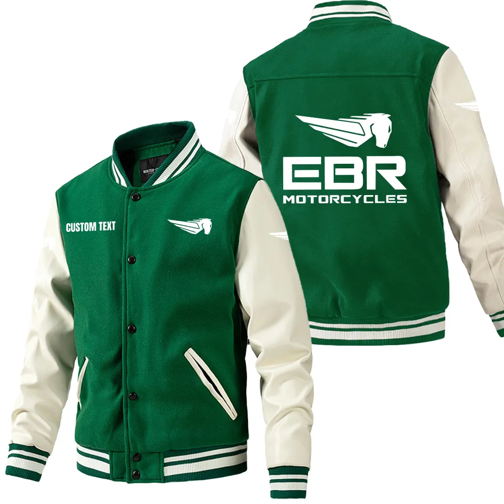 Racing Motion Leather Baseball Jacket, Leather Jacket Road Spirit CAR180 - Green