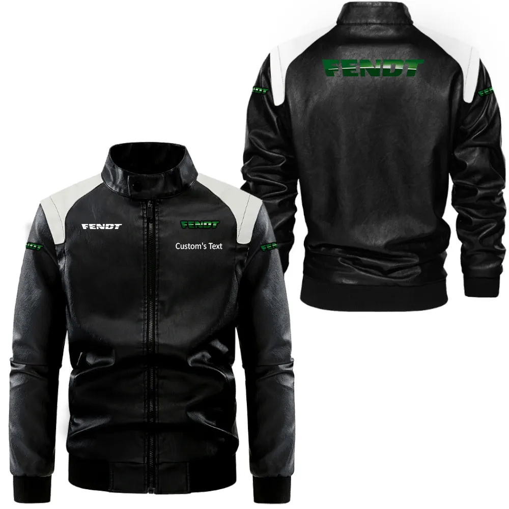 High-Performance Tractor Black And White Leather Jacket, Classic Two-Tone Rider Jacket CAR080