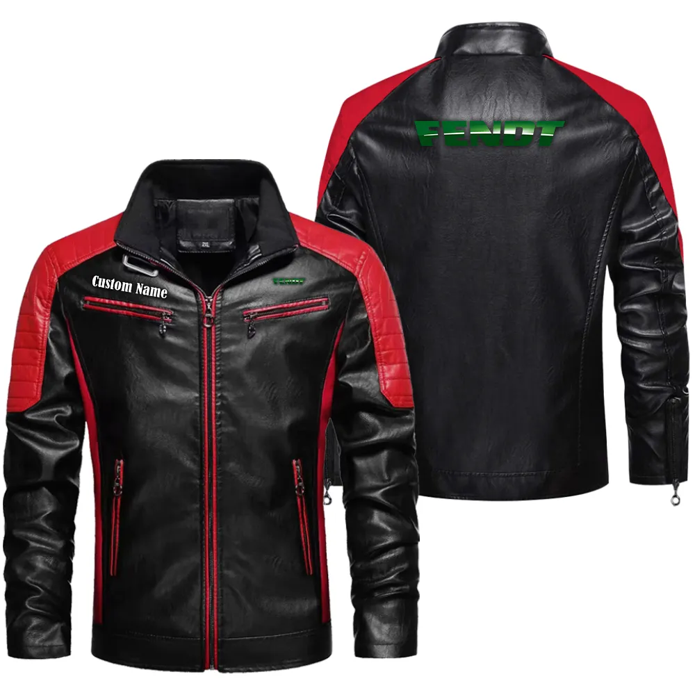 High-Performance Tractor Men's Pu Leather Jacket, Car Enthusiast Leather Look CAR040 - Red