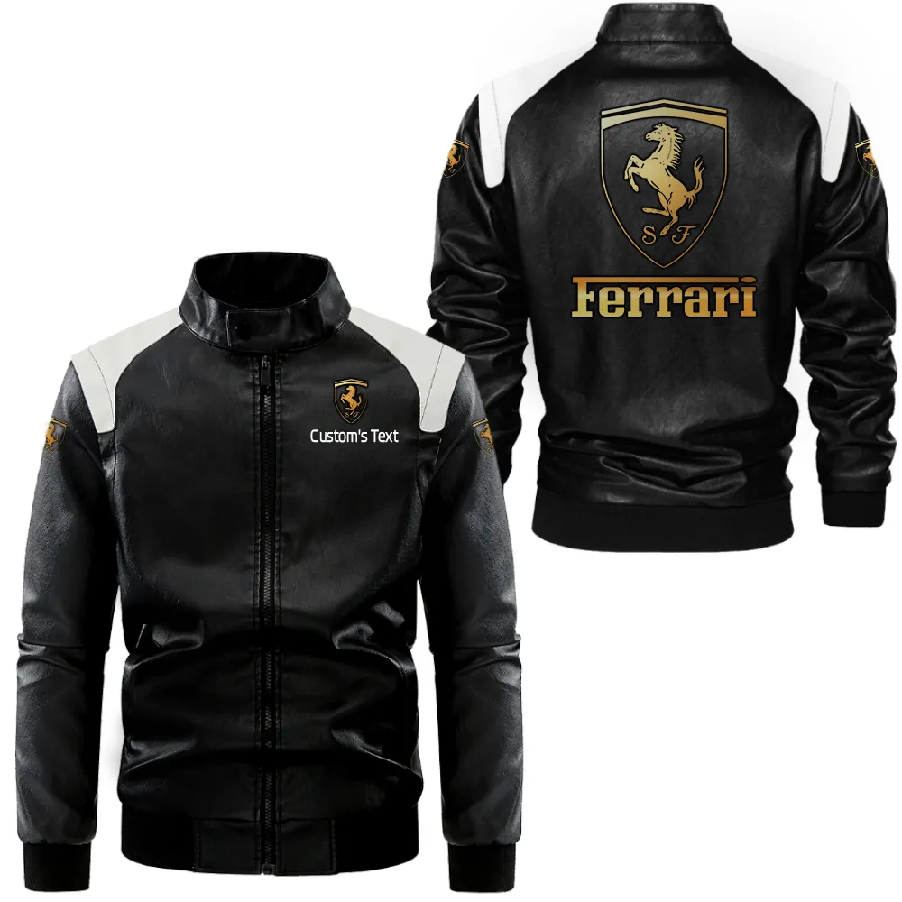 Italian Supercar Black And White Leather Jacket, Rider Spirit Two-Tone Edge CAR080