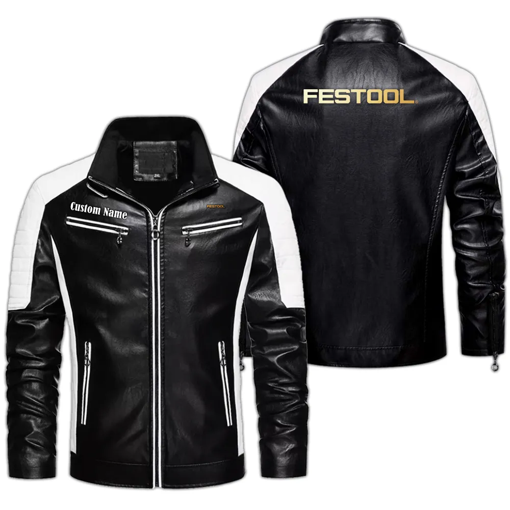 Handheld Tools Men's Pu Leather Jacket, Auto-Inspired PU Leather Style CAR040 - Black