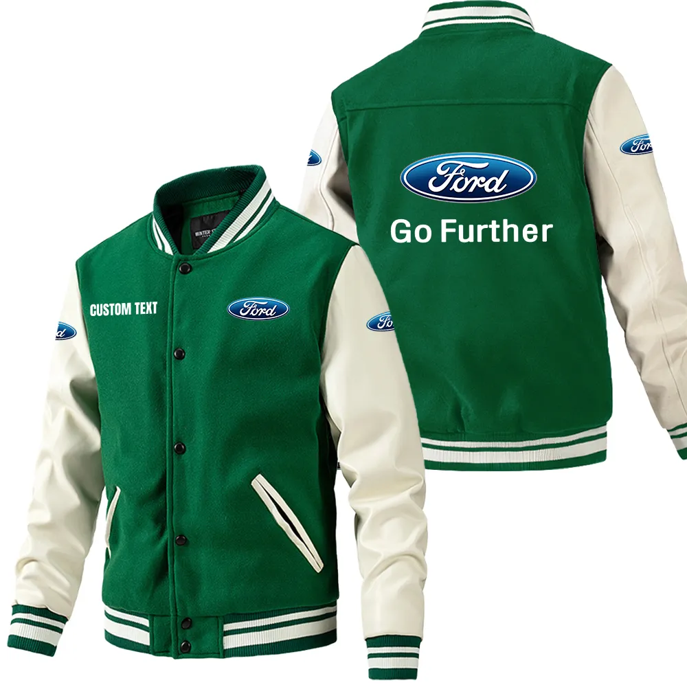 Everyday Life Leather Baseball Jacket, Car Lover's Leather Jacket CAR180 - Green