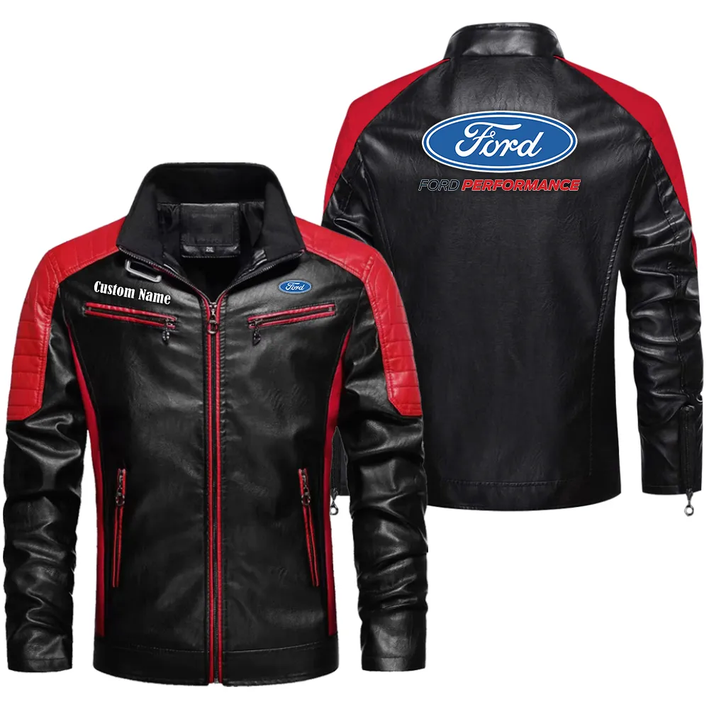 Precision Fit Men's Pu Leather Jacket, Auto-Inspired PU Leather Style CAR040 - Red