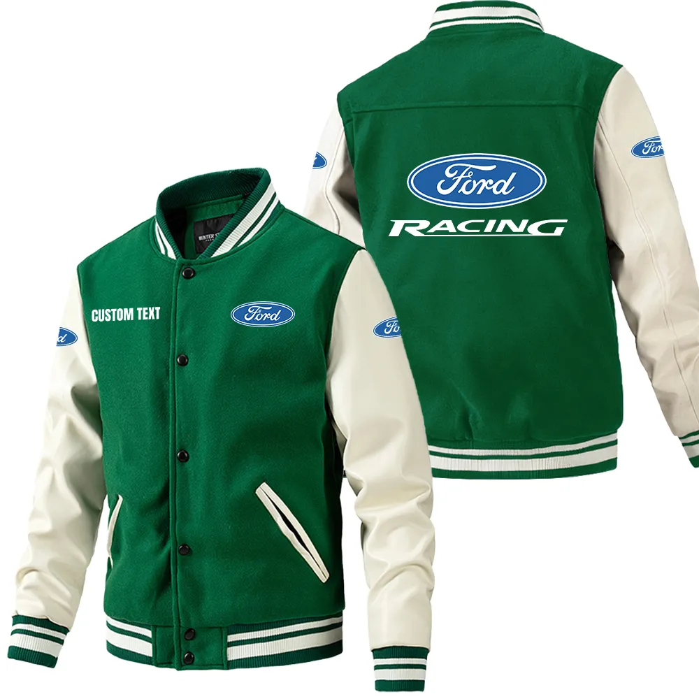 Racing Life Leather Baseball Jacket, Varsity Spirit Rider Style CAR180 - Green