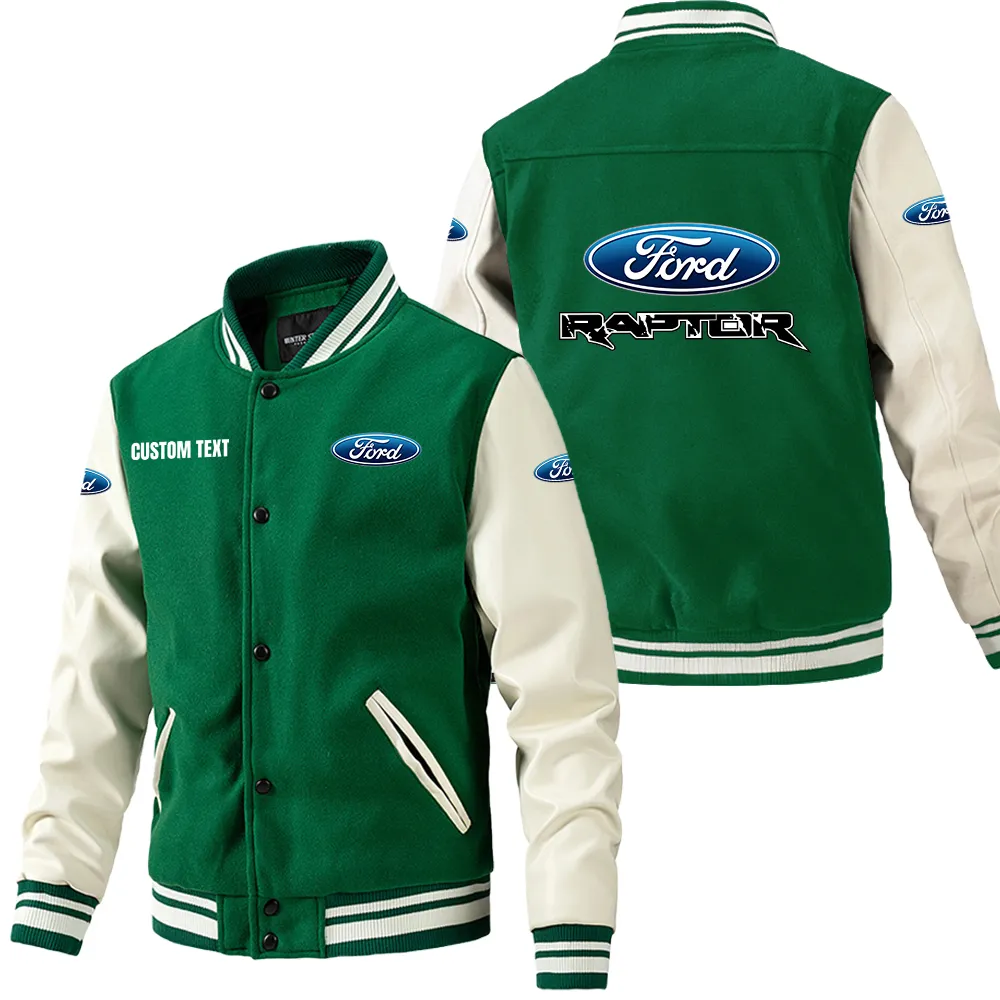 Everyday Drive Leather Baseball Jacket, Car Culture Varsity Leather CAR180 - Green