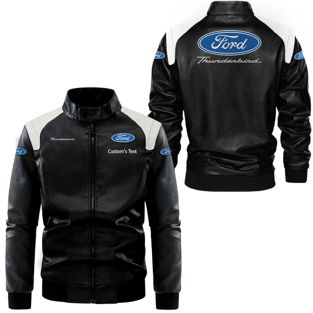 Compact Work Machine Black And White Leather Jacket, Driven Style in Two-Tone CAR080