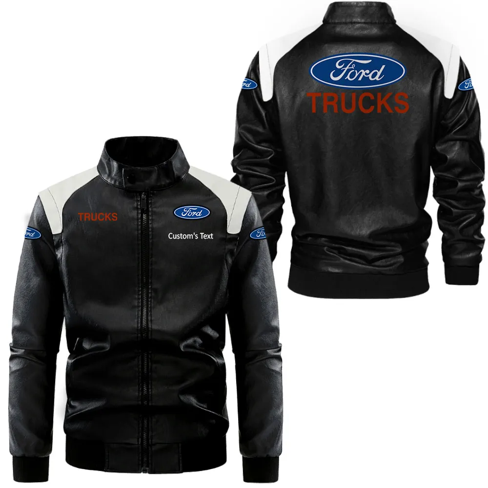 Durable Fit Black And White Leather Jacket, Everyday Bold Leather Style CAR080