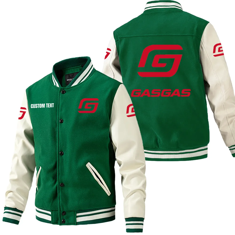 Lightweight Trail Bike Leather Baseball Jacket, Varsity Spirit Rider Style CAR180 - Green