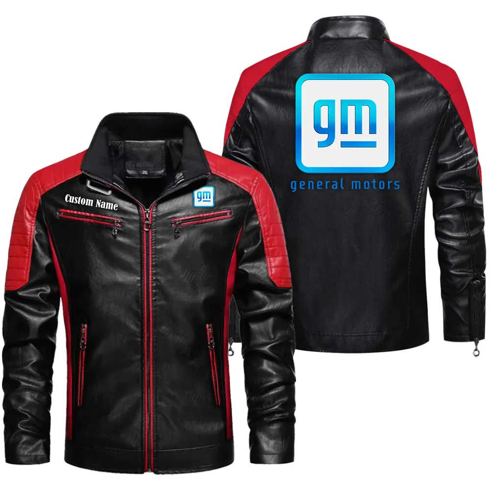 Commercial Vehicle Line Men's Pu Leather Jacket, Bold Streetwear PU Leather CAR040 - Red