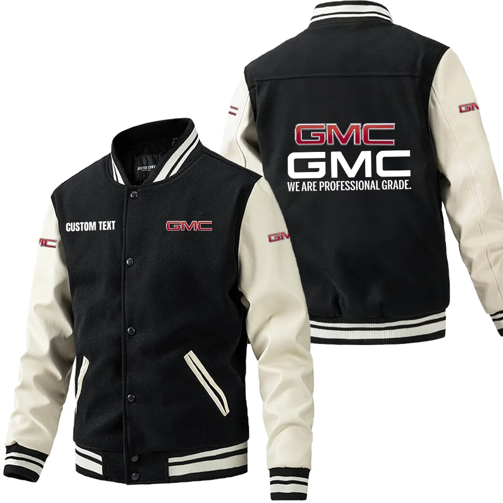 Strong Utility Vehicle Leather Baseball Jacket, Varsity Spirit Rider Style CAR180 - Black White