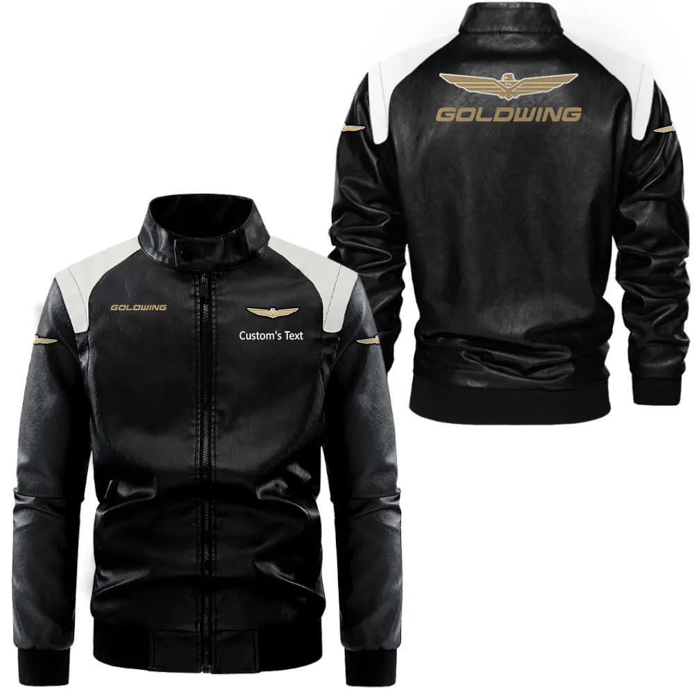 Comfort Touring Motorcycle Black And White Leather Jacket, Bold Two-Tone Rider Look CAR080