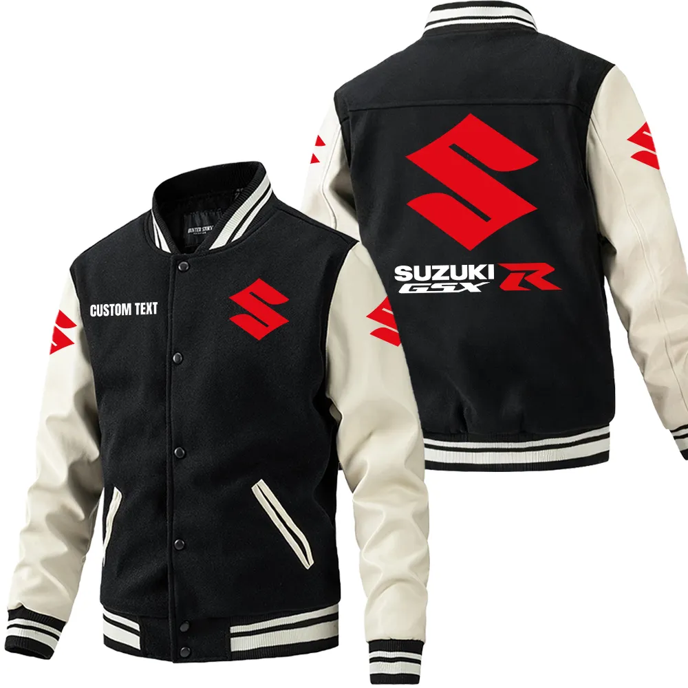Performance Gear Leather Baseball Jacket, Classic Varsity Leather Jacket CAR180 - Black White