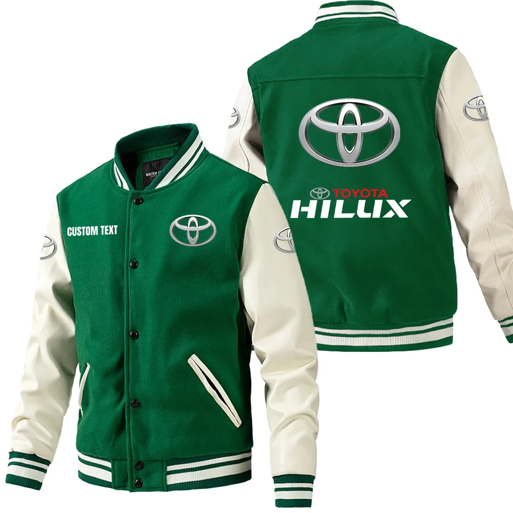 Tough Utility Vehicle Leather Baseball Jacket, Rugged Varsity Leather Style CAR180 - Green