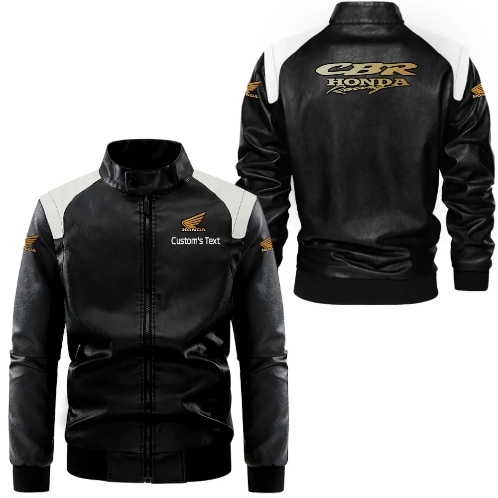 Road Energy Black And White Leather Jacket, Everyday Bold Leather Style CAR080