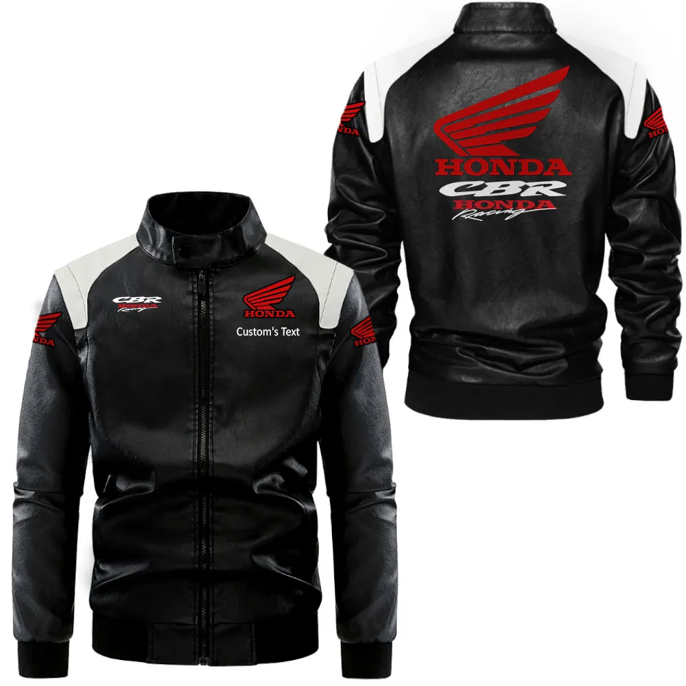 Durable Style Black And White Leather Jacket, Rugged Road Spirit Jacket CAR080