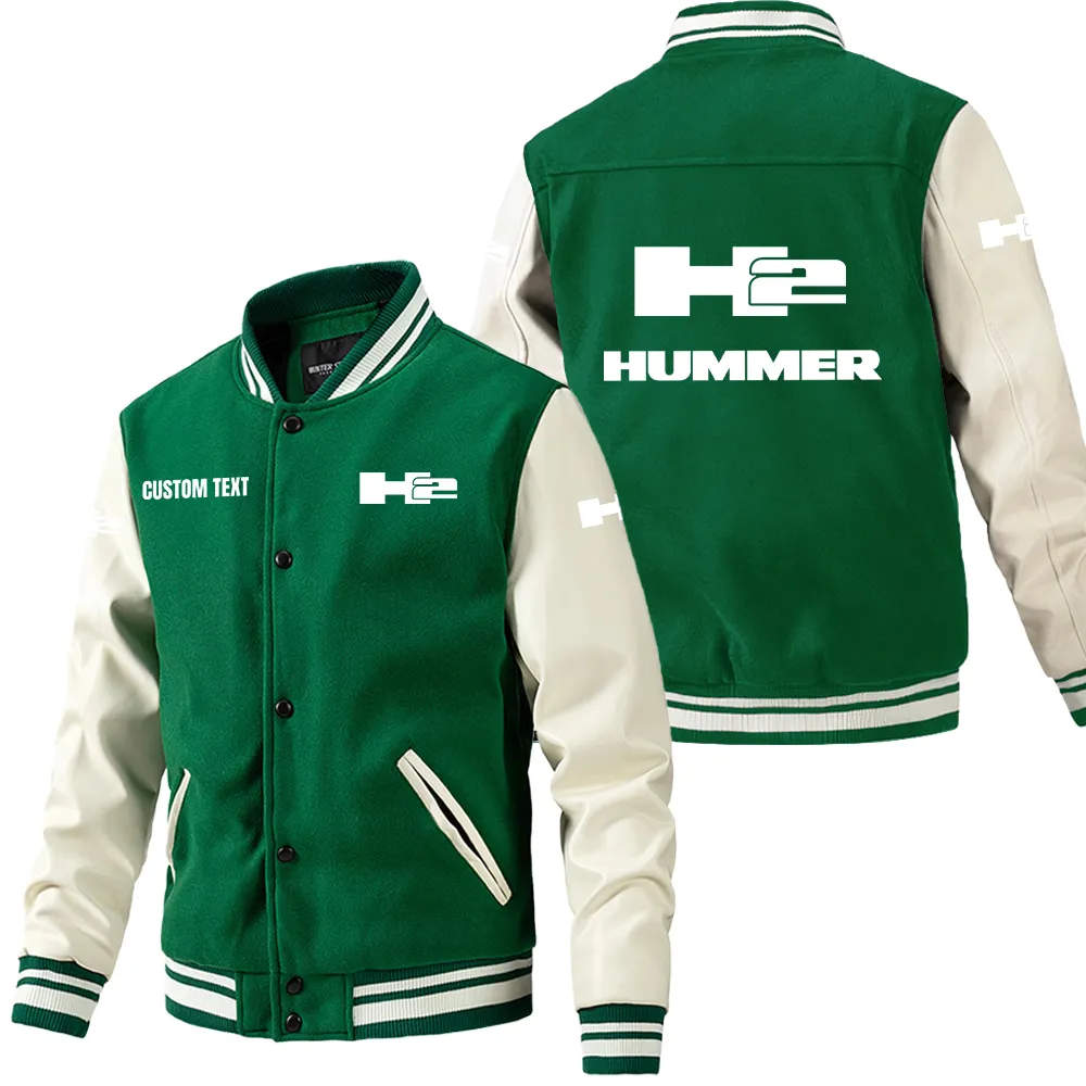 Large Off-Road SUV Leather Baseball Jacket, Leather Jacket Road Spirit CAR180 - Green