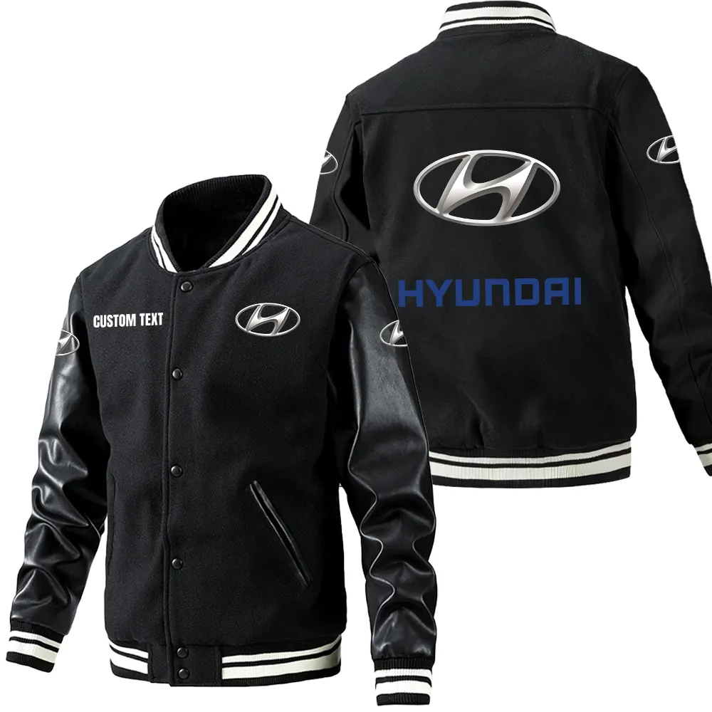 Mid-Size Vehicle Leather Baseball Jacket, Garage-Ready Varsity Leather CAR180 - Black