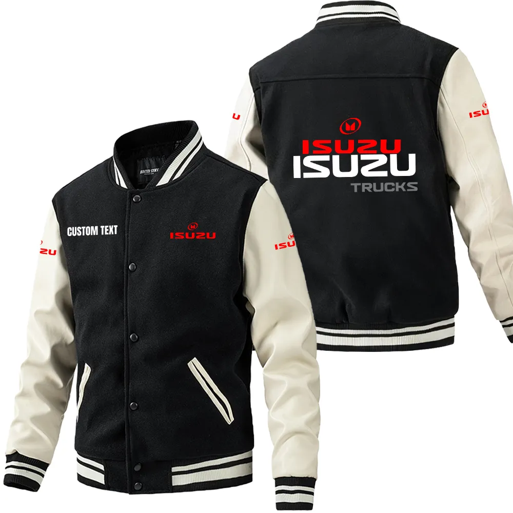 Heavy-Duty Ride Leather Baseball Jacket, Road Life Leather Jacket CAR180 - Black White