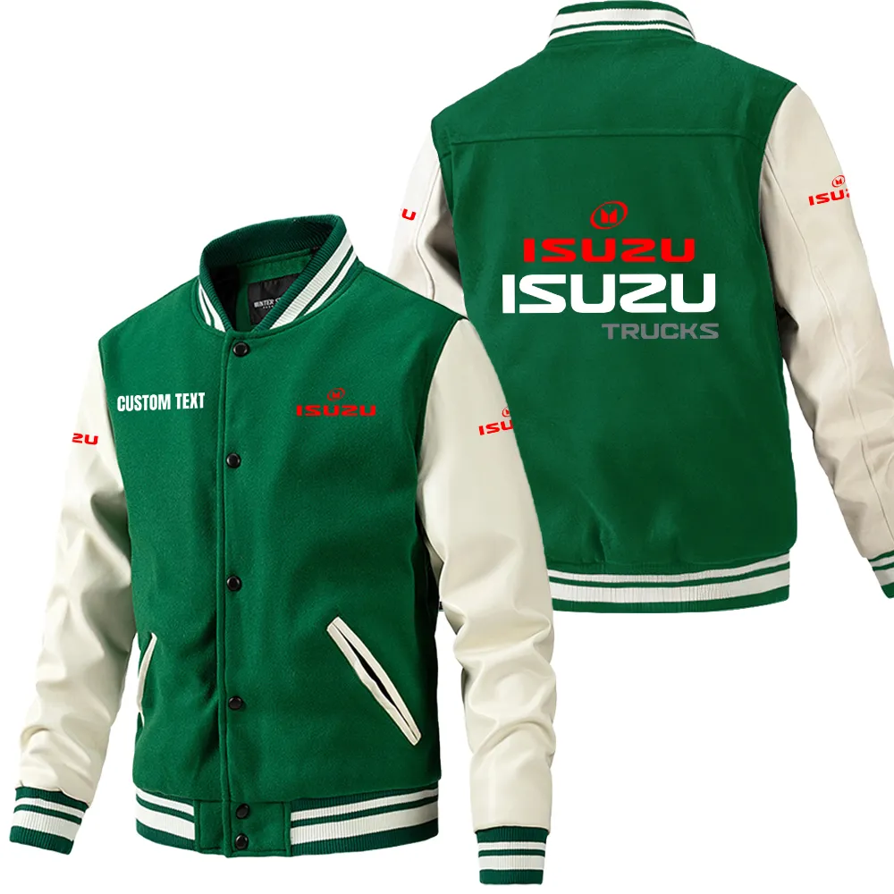 Reliable Utility Vehicle Leather Baseball Jacket, Leather Jacket Road Spirit CAR180 - Green