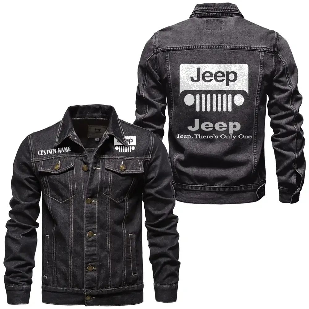 Off-Road SUV Brand Denim Jacket, Bold Denim for Riders CAR190 - Black