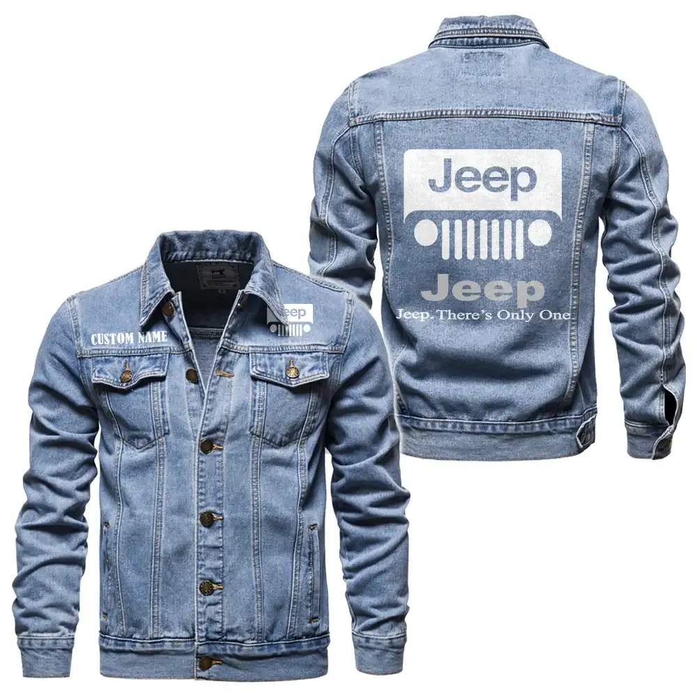 Compact Off-Road Vehicle Denim Jacket, Classic Fit Gearhead Spirit CAR190 - Light Blue