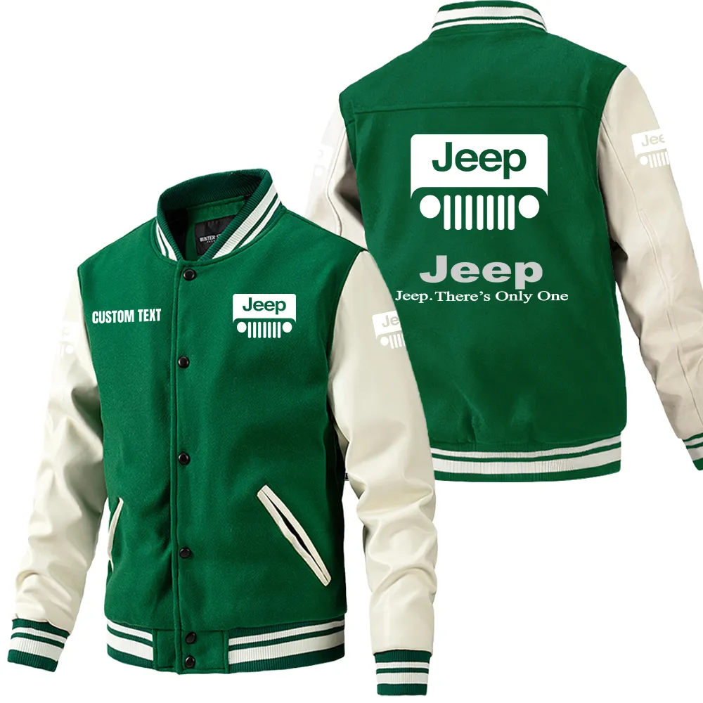 Utility 4x4 Manufacturer Leather Baseball Jacket, Classic Varsity Leather Jacket CAR180 - Green