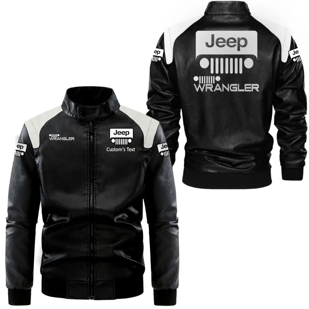 Outdoor Explorer Vehicle Black And White Leather Jacket, Road-Ready Two-Tone Leather CAR080