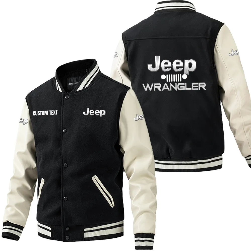 Road-Ready Performance Sedan Leather Baseball Jacket, Varsity Spirit Rider Style CAR180 - Black White