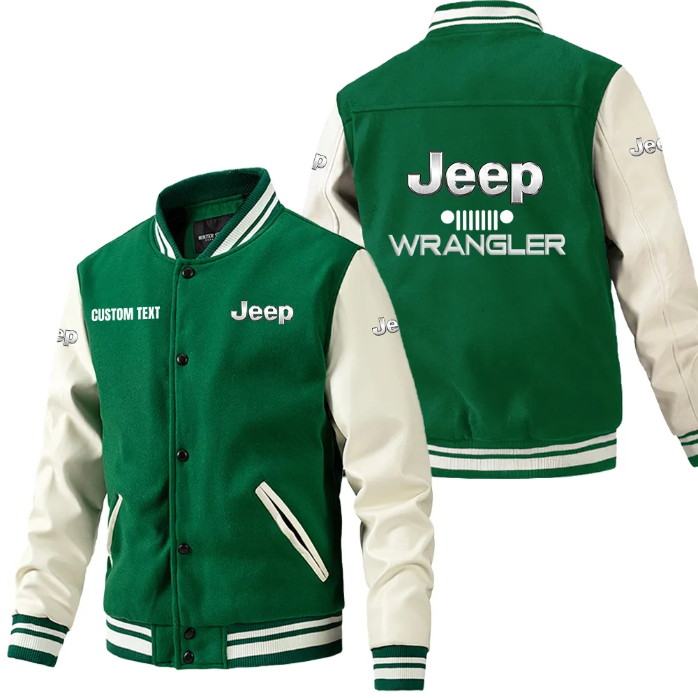 Road-Ready Performance Sedan Leather Baseball Jacket, Garage Life Leather Jacket CAR180 - Green