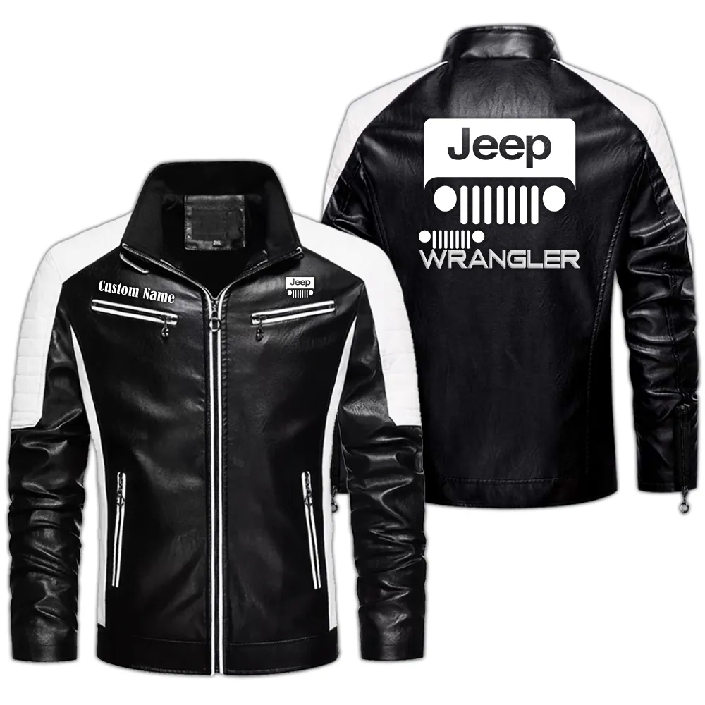 Utility Off-Road Vehicle Men's Pu Leather Jacket, Car Enthusiast Leather Look CAR040 - Black