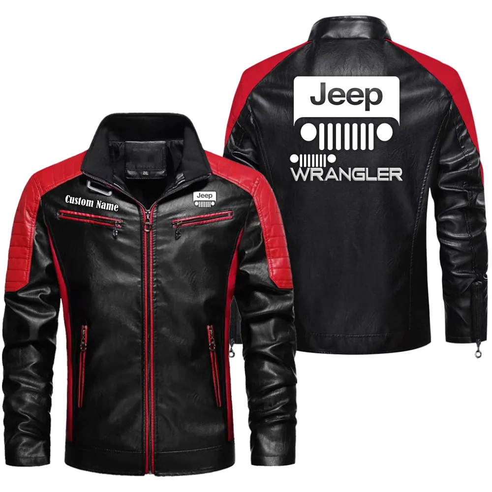 Trail-Ready SUV Men's Pu Leather Jacket, Road-Ready PU Leather Style CAR040 - Red