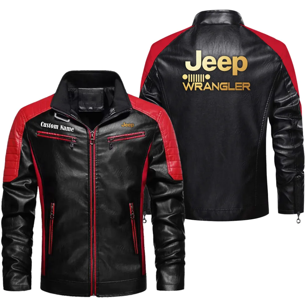 Outdoor Explorer Vehicle Men's Pu Leather Jacket, Rugged PU Jacket for Gearheads CAR040 - Red