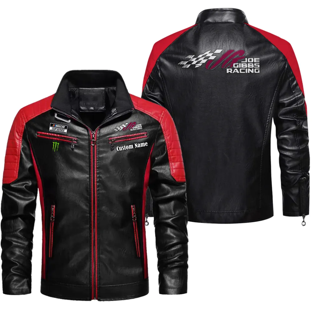Garage Style Men's Pu Leather Jacket, Car Enthusiast Leather Look CAR040 - Red