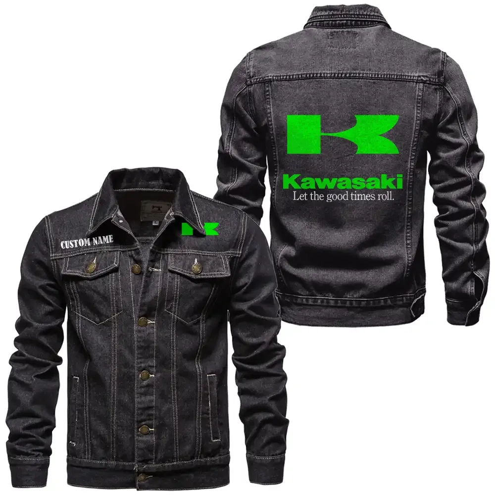 High-Speed Two-Wheeler Denim Jacket, Streetwear Denim with Attitude CAR190 - Black