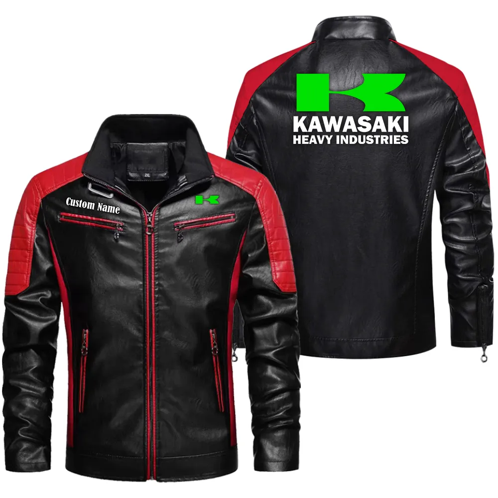 Sport Bike Men's Pu Leather Jacket, Auto-Inspired PU Leather Style CAR040 - Red