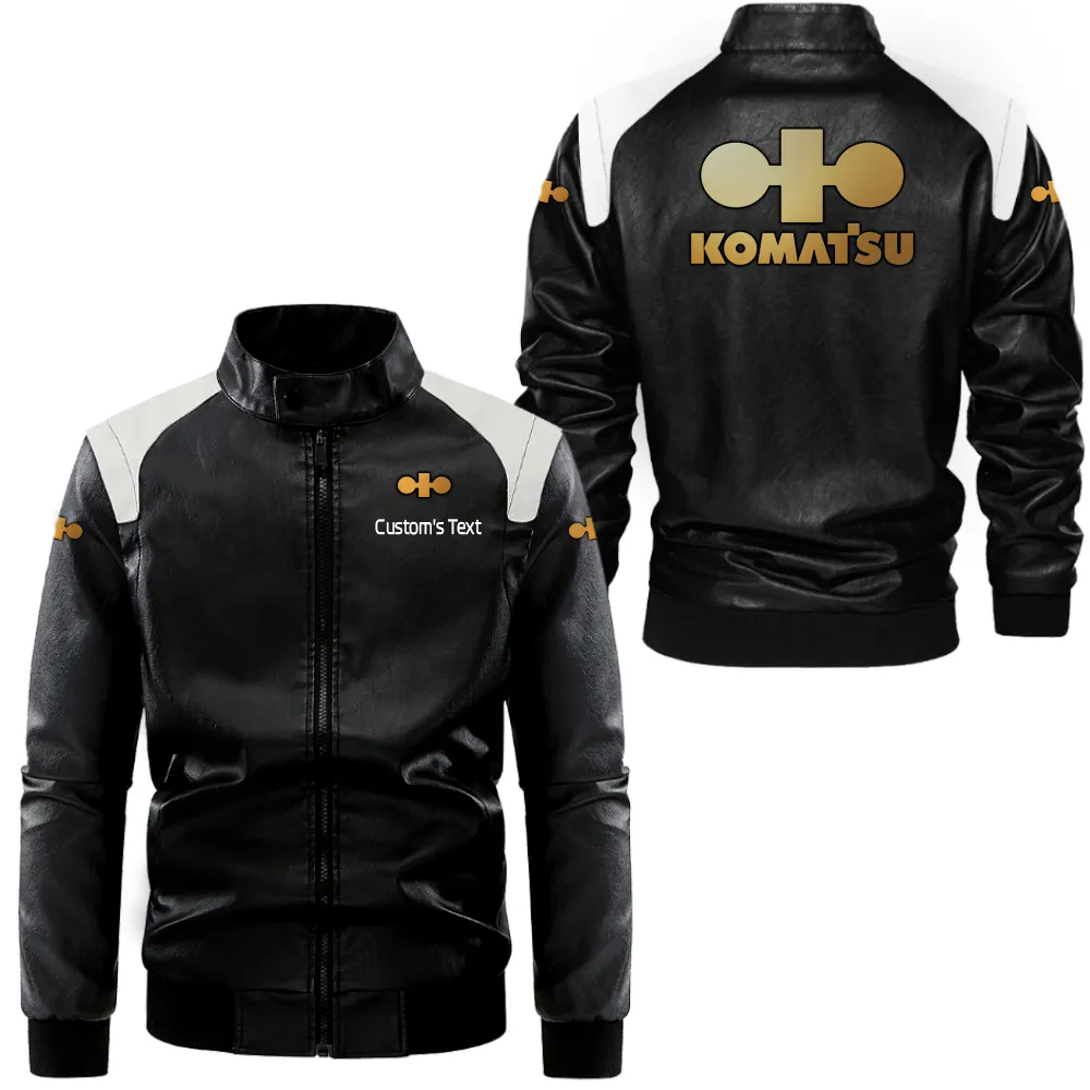Earth Mover Black And White Leather Jacket, Rugged Everyday Two-Tone Jacket CAR080