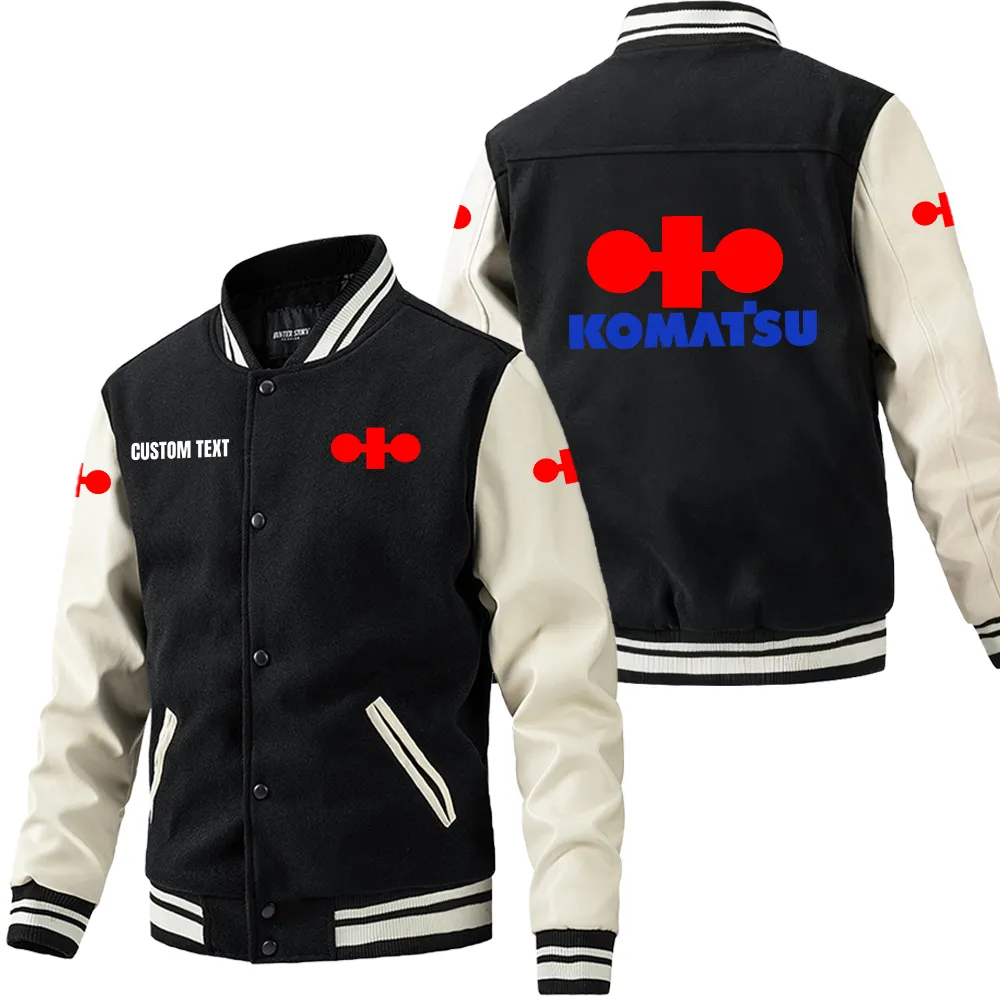 Construction Beast Leather Baseball Jacket, Car Culture Varsity Leather CAR180 - Black White