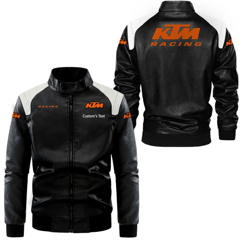 Off-Road Bike Black And White Leather Jacket, Auto Enthusiast Leather Jacket CAR080