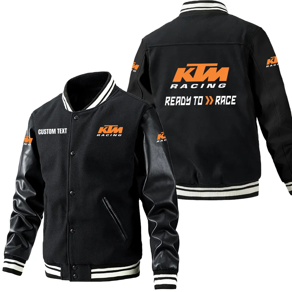 Competition Bike Leather Baseball Jacket, Car Culture Varsity Leather CAR180 - Black