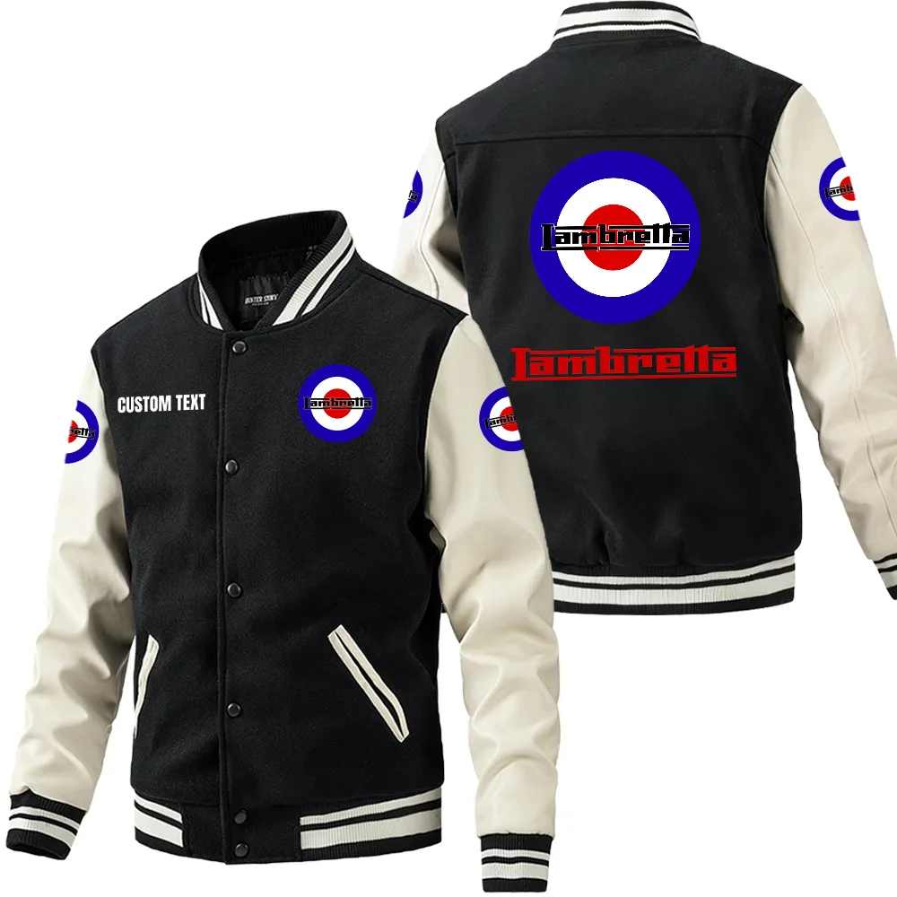 Built Style Leather Baseball Jacket, Gearhead Pride in Leather CAR180 - Black White