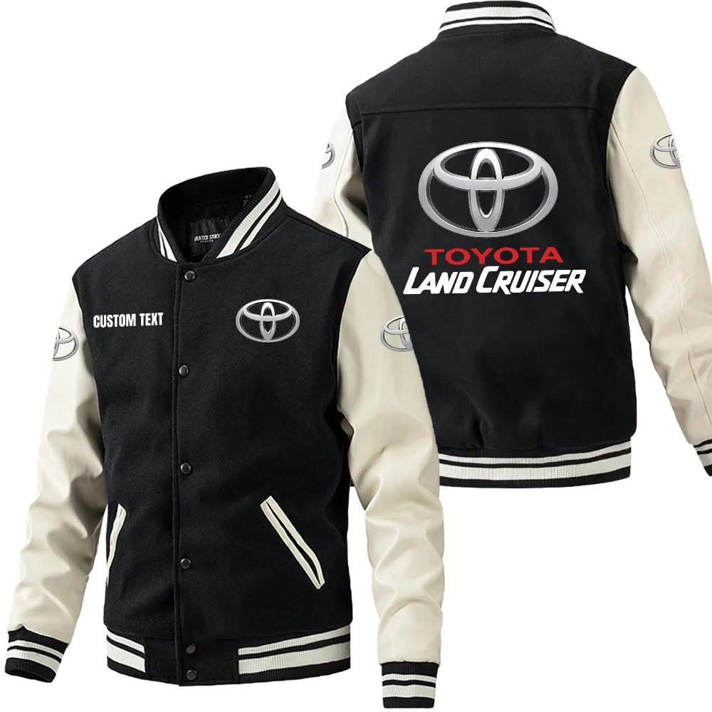 Off-Road Gear Leather Baseball Jacket, Driven Look Leather Edge CAR180 - Black White