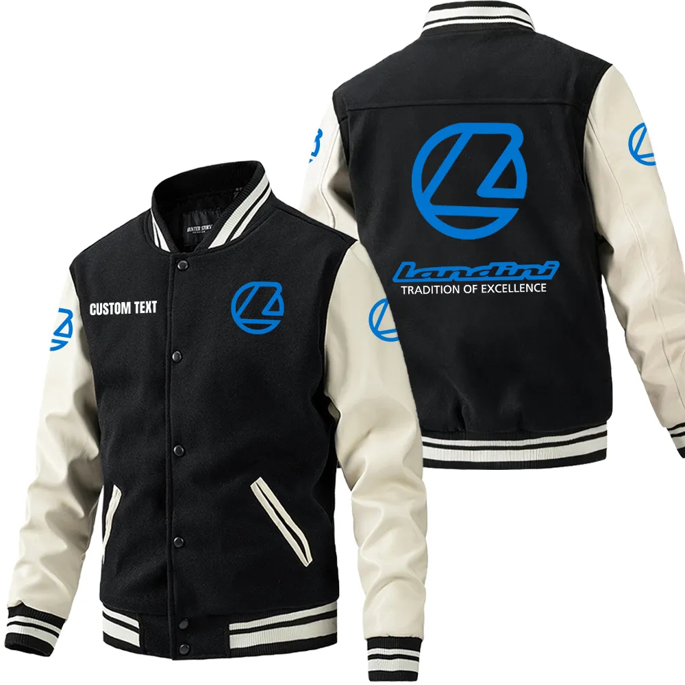 Harvest Ready Tractor Leather Baseball Jacket, Varsity Spirit Rider Style CAR180 - Black White