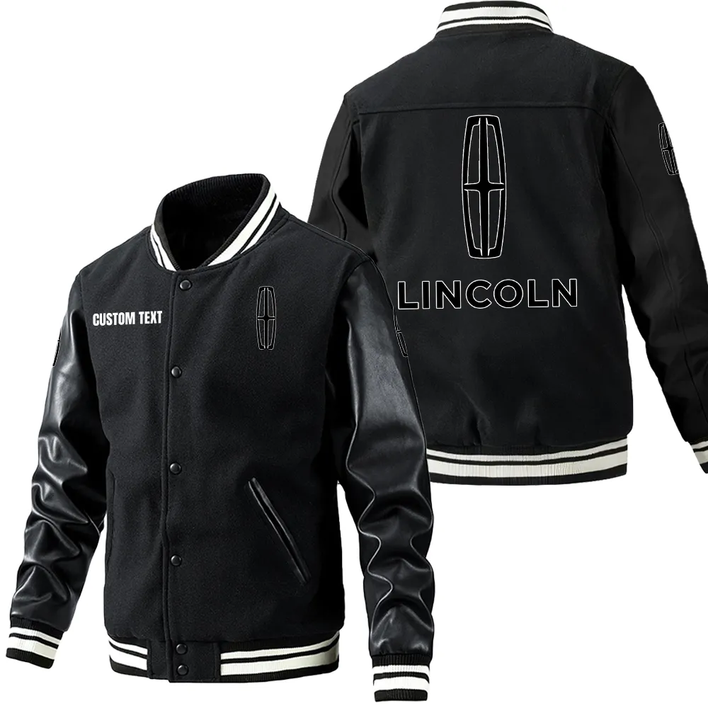 High-End Automobile Leather Baseball Jacket, Varsity Spirit Rider Style CAR180 - Black