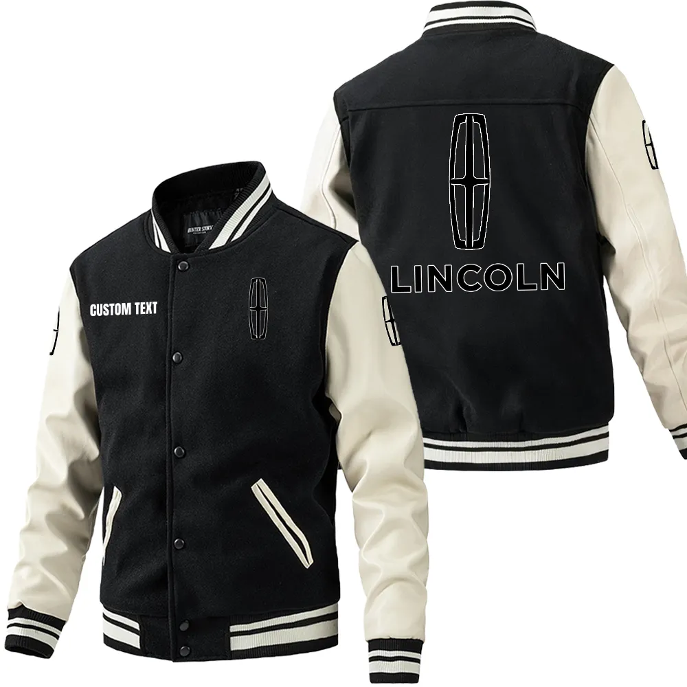 Upscale Vehicle Leather Baseball Jacket, Urban Gearhead Leather Style CAR180 - Black White